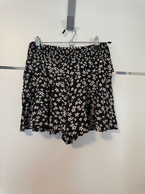 Black & White Floral Skater Skirt